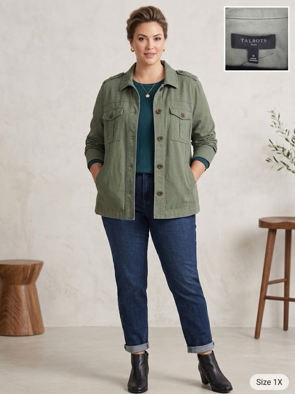 Talbots Olive Green Utility Jacket - Women's